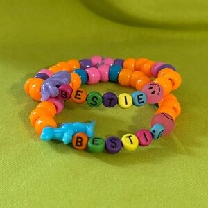 Handmade Pony Beaded Friendship Bracelet BFF BESTIES dinosaurs